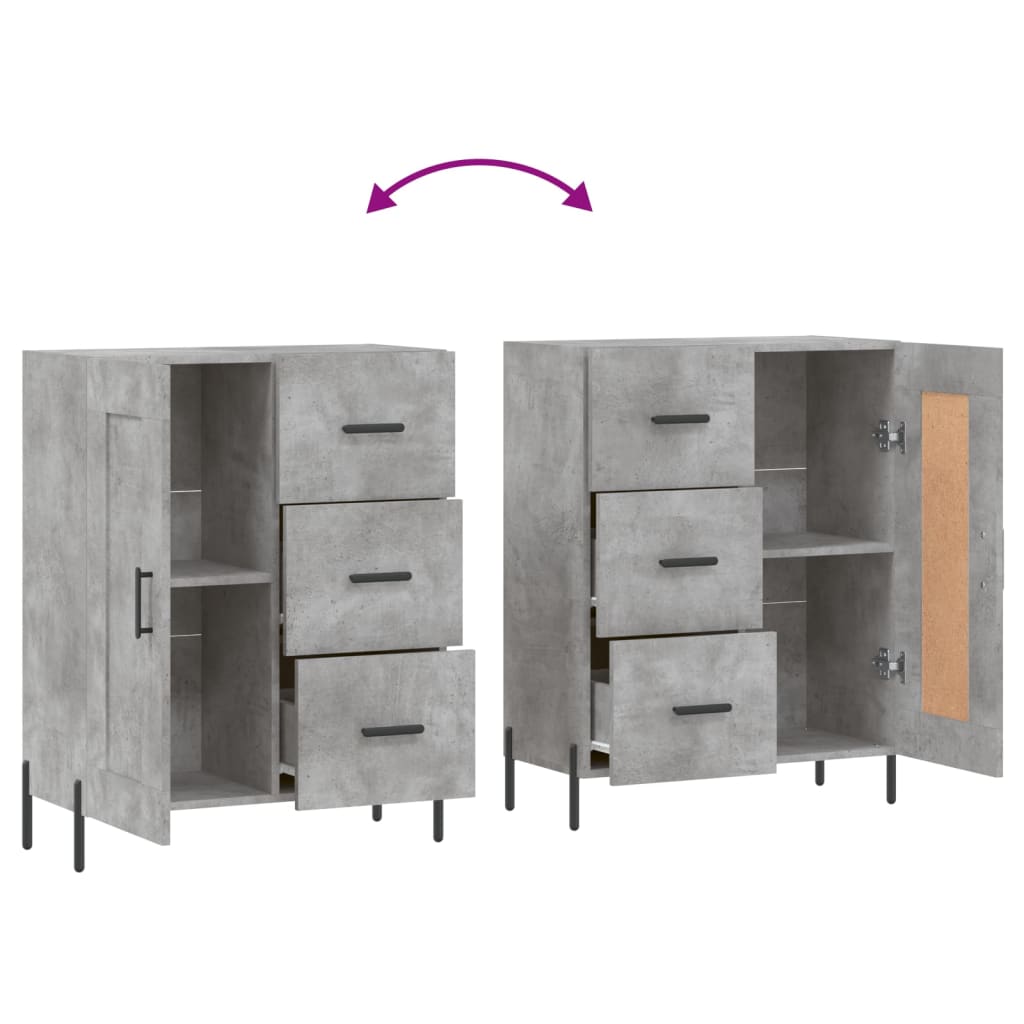 Credenza grigio cemento 69,5x34x90 cm in multistrato