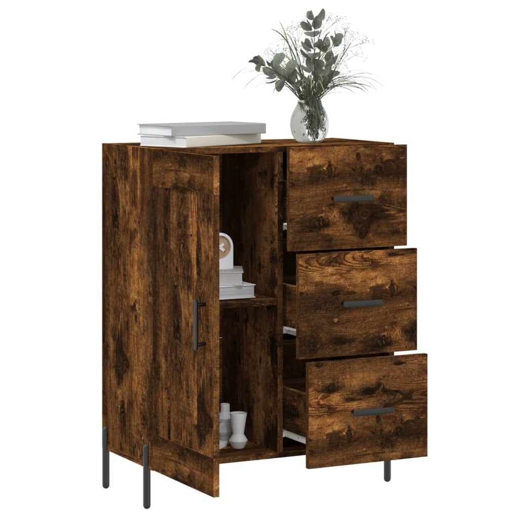 Buffet chêne fumé 69,5x34x90 cm bois d'ingénierie