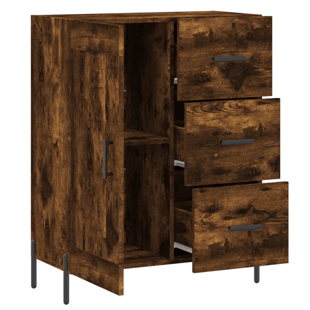 Buffet chêne fumé 69,5x34x90 cm bois d'ingénierie