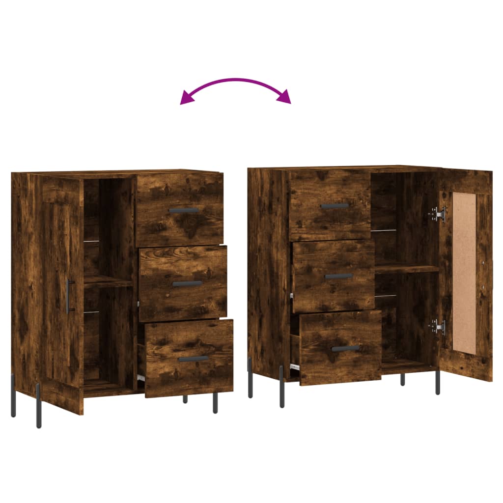 Buffet chêne fumé 69,5x34x90 cm bois d'ingénierie