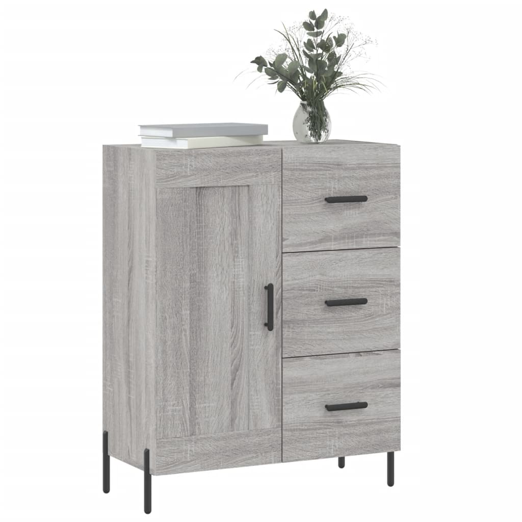 Credenza Sonoma grigia 69,5x34x90 cm in derivati ​​del legno