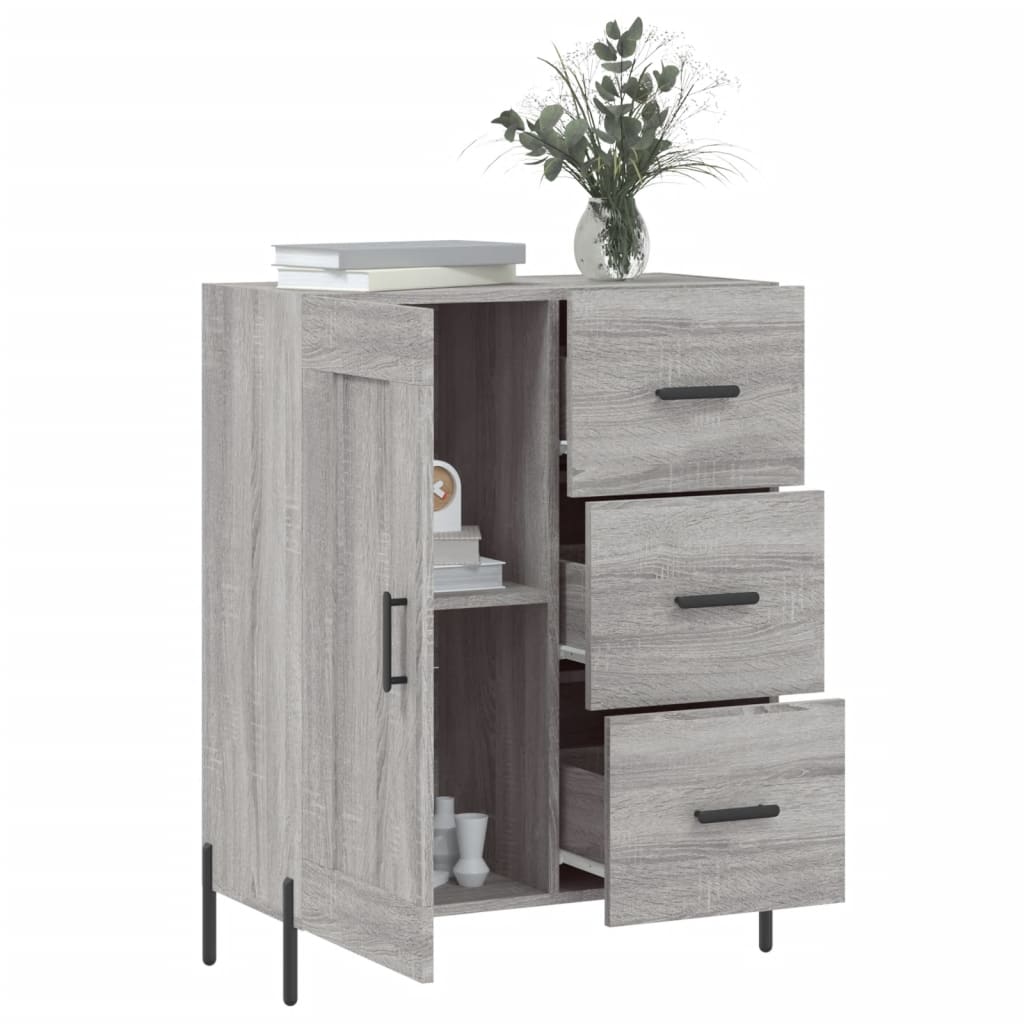 Credenza Sonoma grigia 69,5x34x90 cm in derivati ​​del legno