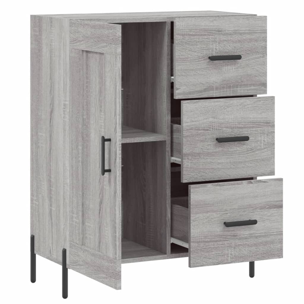 Credenza Sonoma grigia 69,5x34x90 cm in derivati ​​del legno