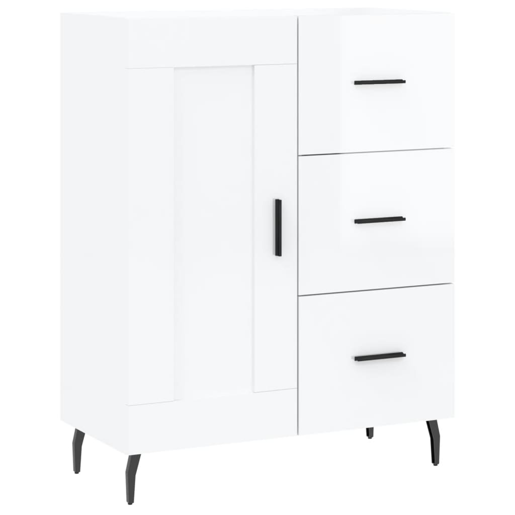 Buffet Blanc brillant 69,5x34x90 cm Bois d'ingénierie