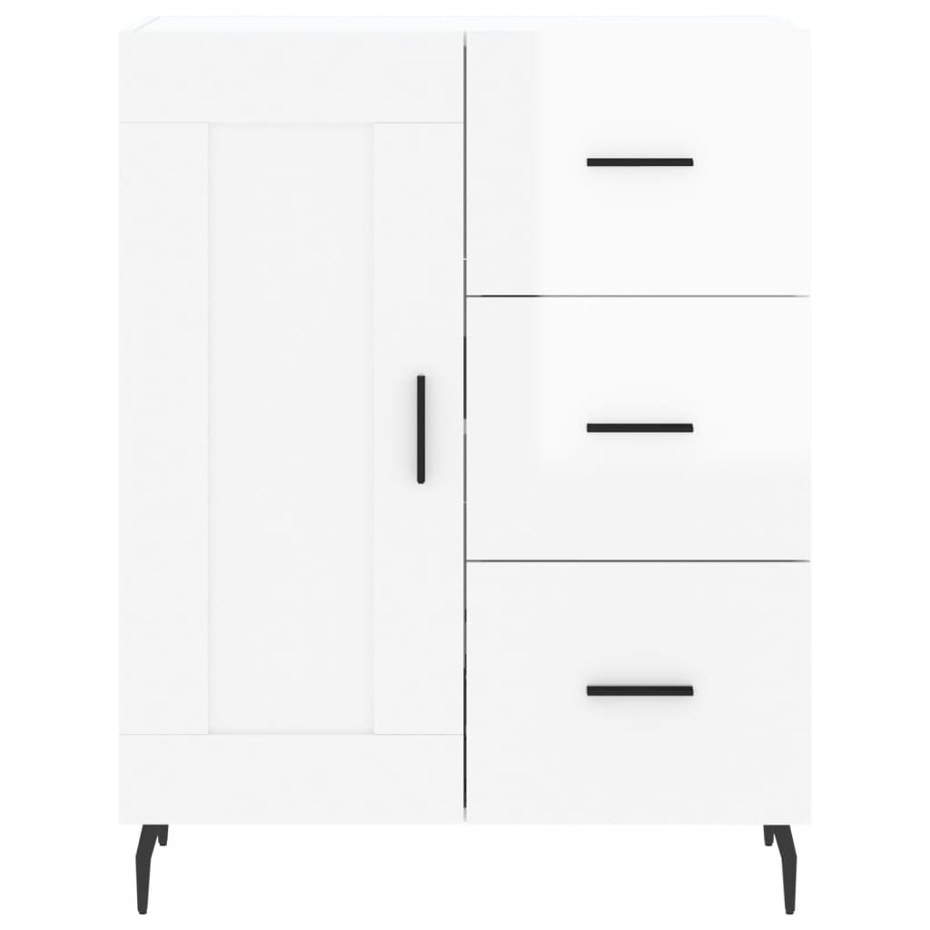 Buffet Blanc brillant 69,5x34x90 cm Bois d'ingénierie