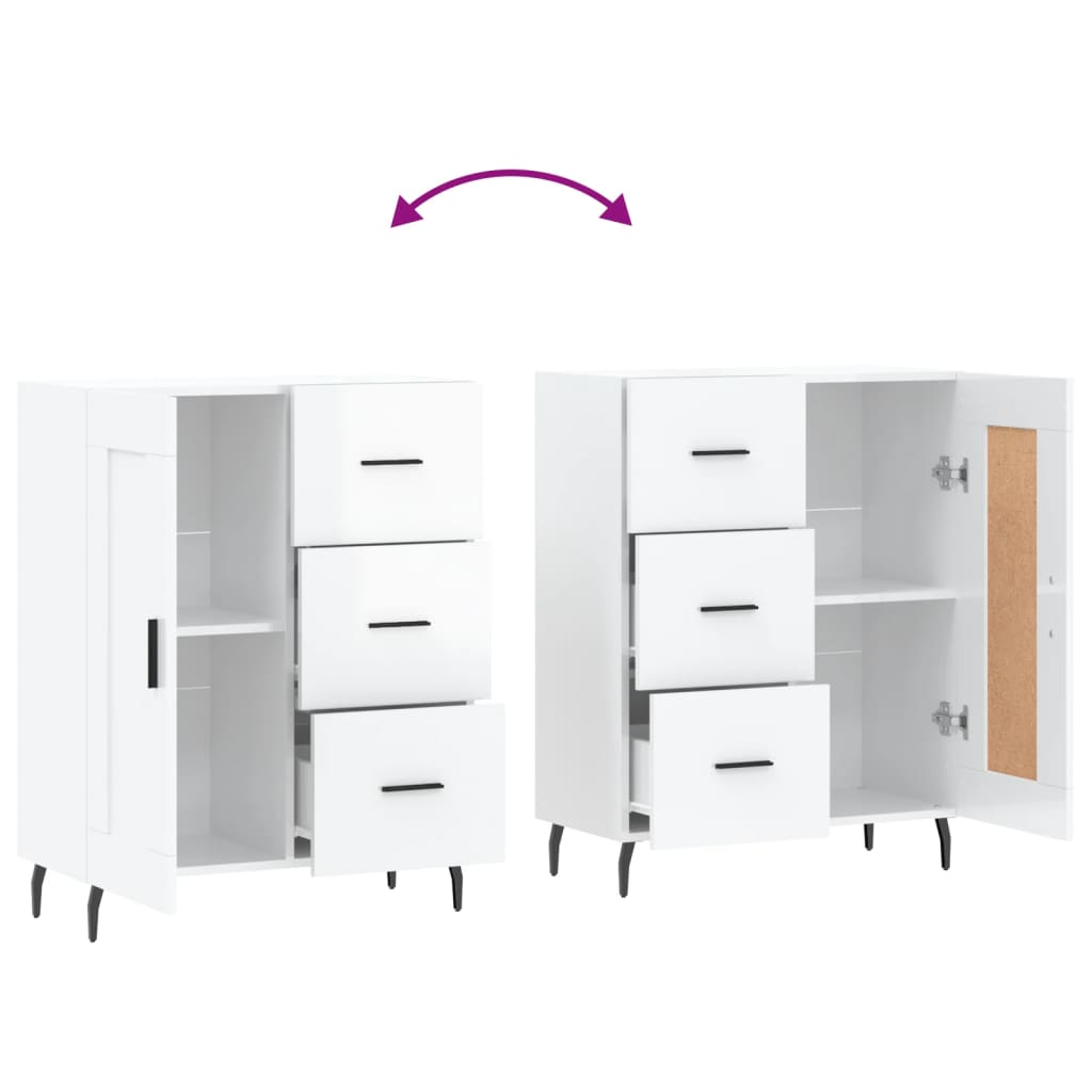 Credenza Bianco lucido 69,5x34x90 cm MDF