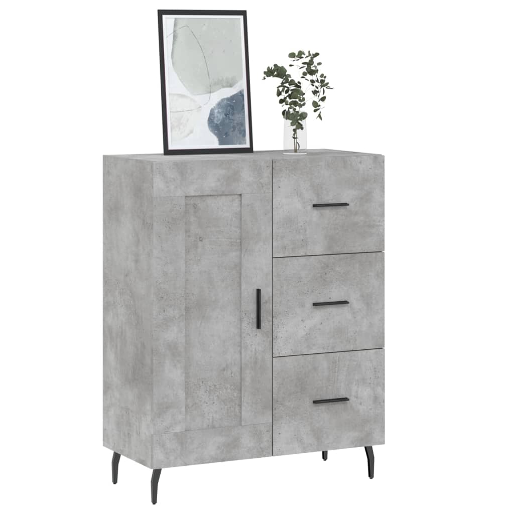 Buffet gris béton 69,5x34x90 cm bois d'ingénierie