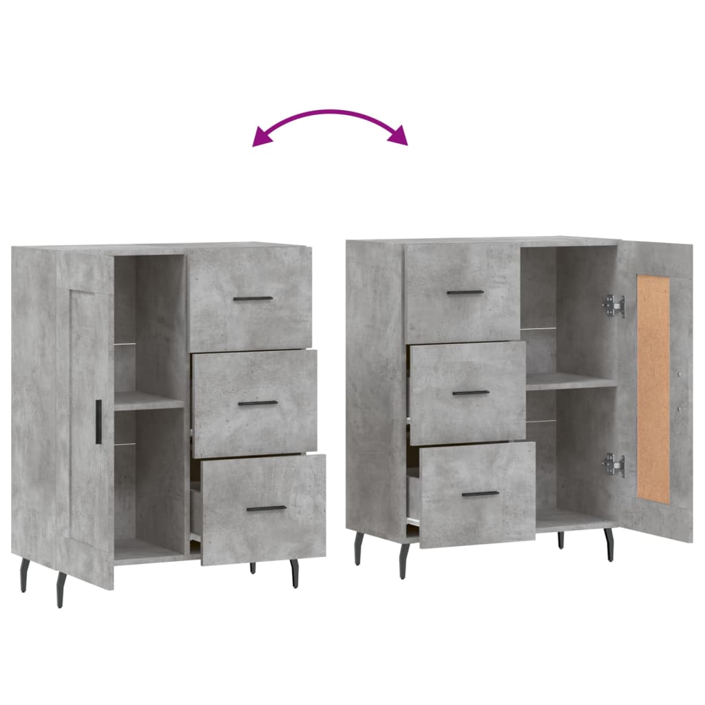 Buffet gris béton 69,5x34x90 cm bois d'ingénierie