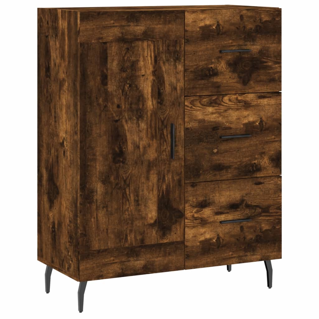 Buffet chêne fumé 69,5x34x90 cm bois d'ingénierie