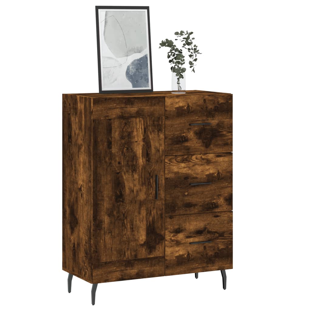 Buffet chêne fumé 69,5x34x90 cm bois d'ingénierie