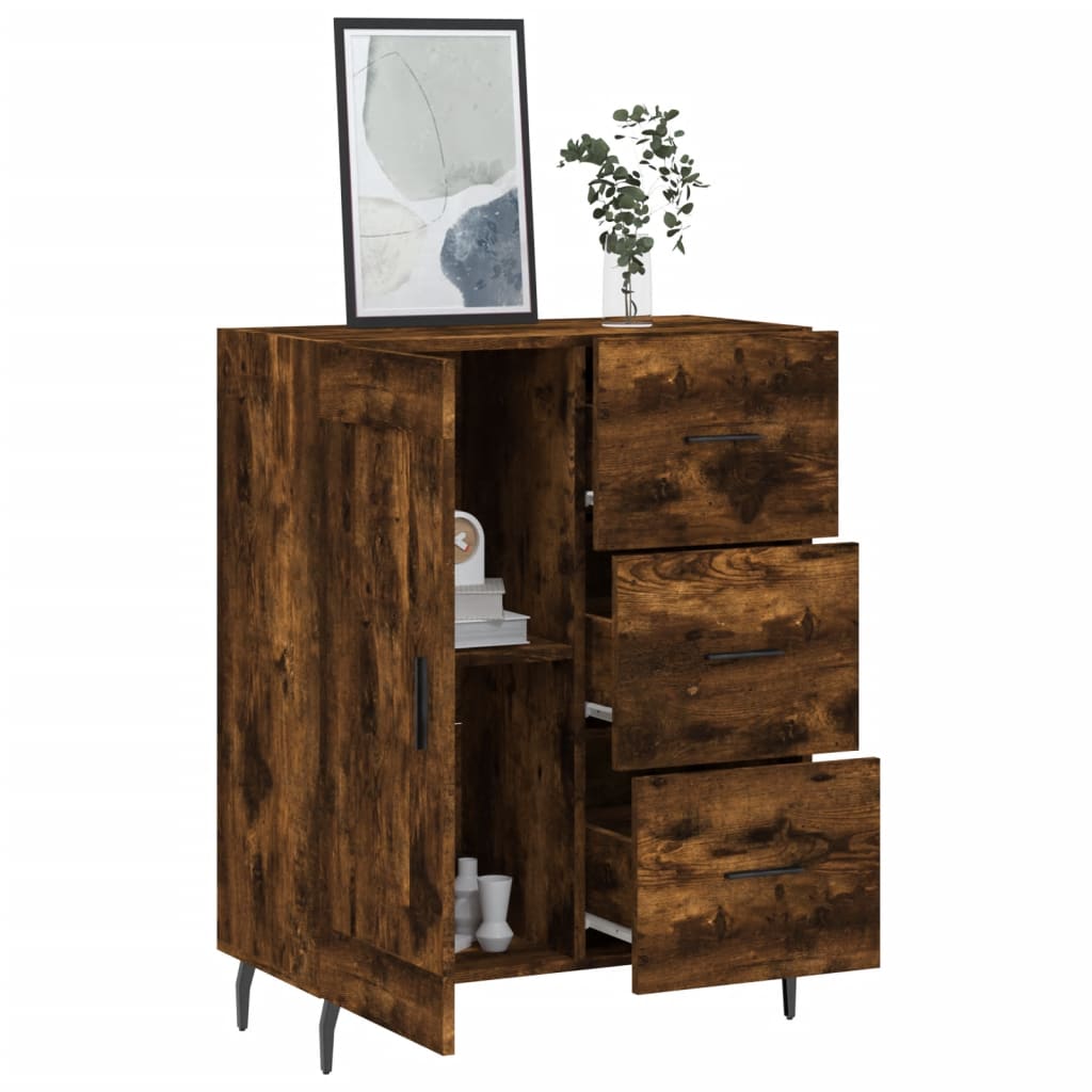 Buffet chêne fumé 69,5x34x90 cm bois d'ingénierie