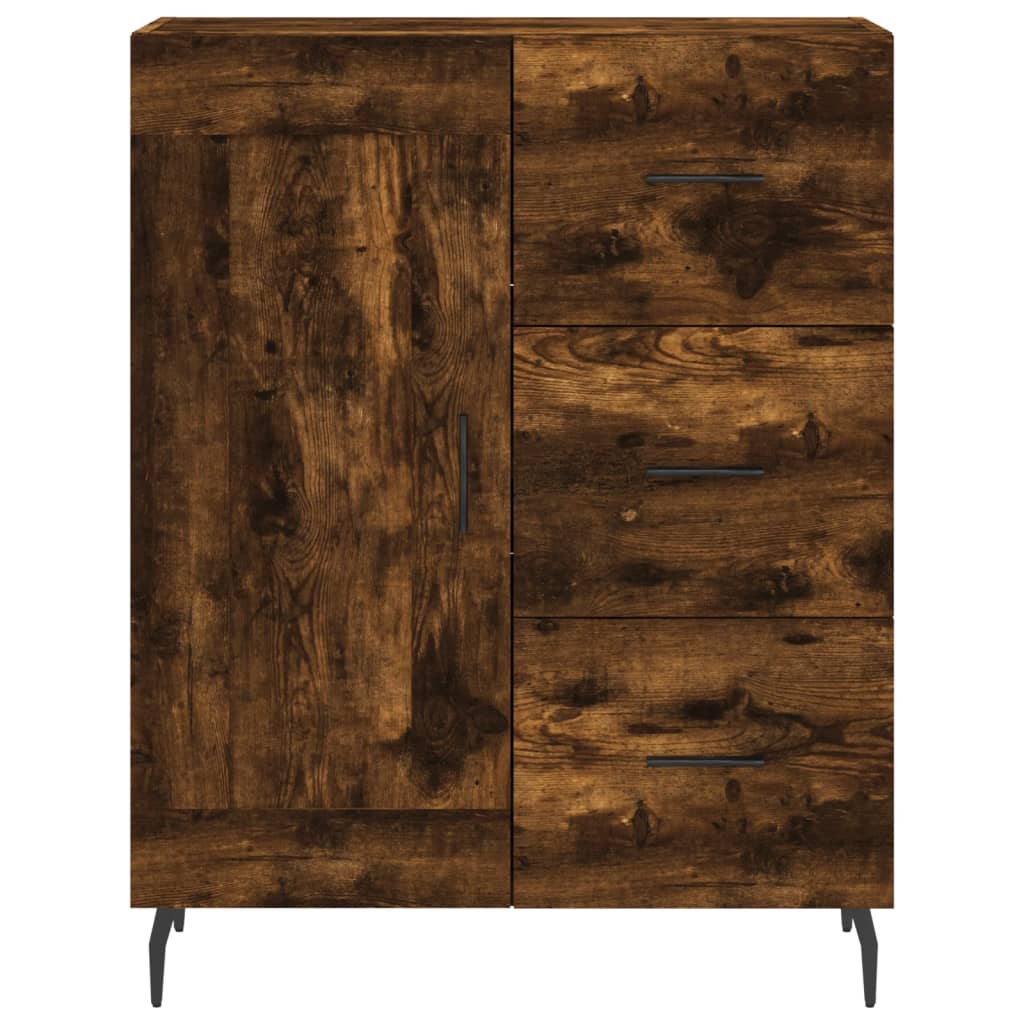 Buffet chêne fumé 69,5x34x90 cm bois d'ingénierie