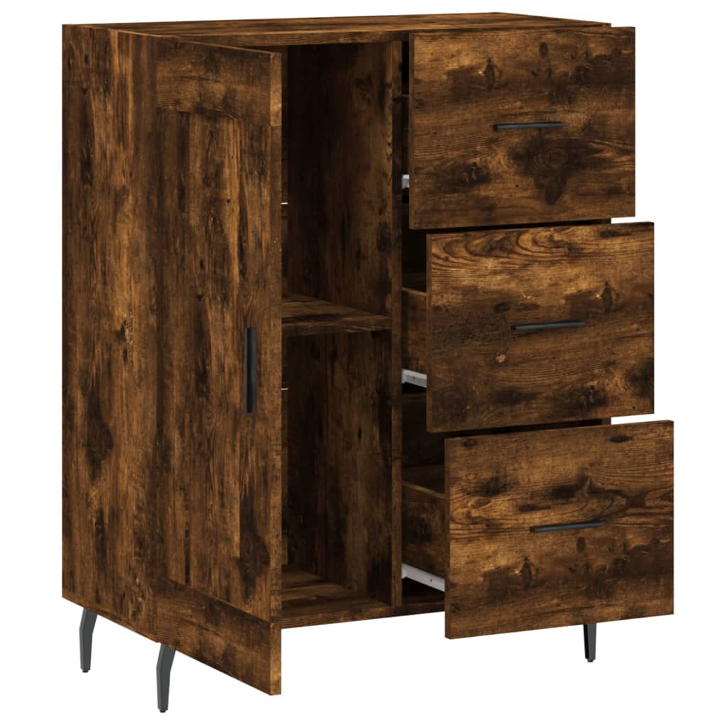 Buffet chêne fumé 69,5x34x90 cm bois d'ingénierie