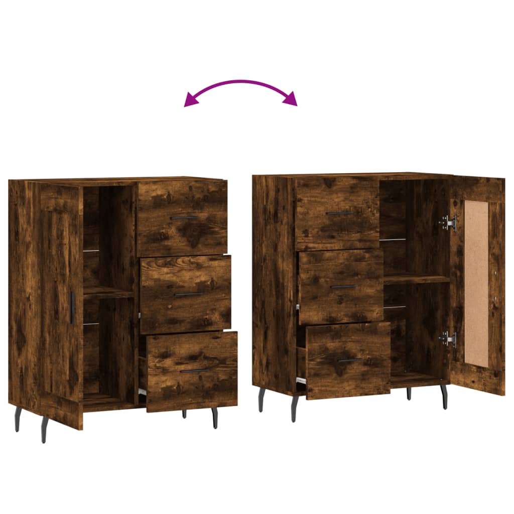 Buffet chêne fumé 69,5x34x90 cm bois d'ingénierie