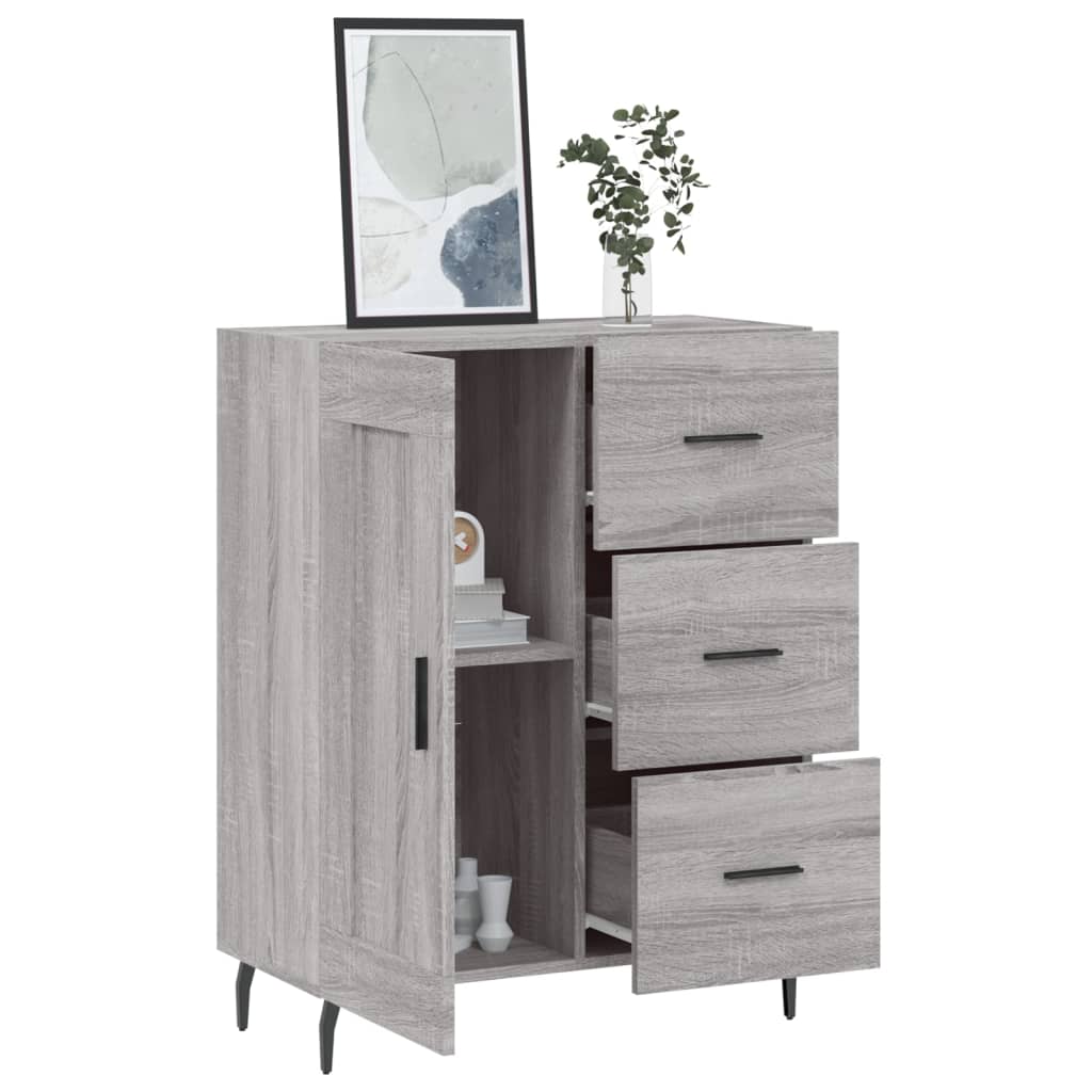 Credenza Sonoma grigia 69,5x34x90 cm in derivati ​​del legno