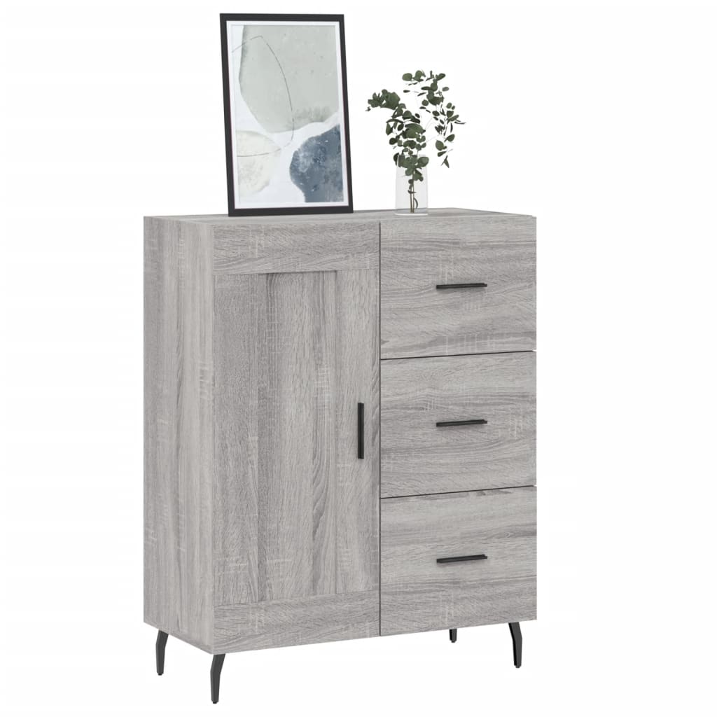 Credenza Sonoma grigia 69,5x34x90 cm in derivati ​​del legno