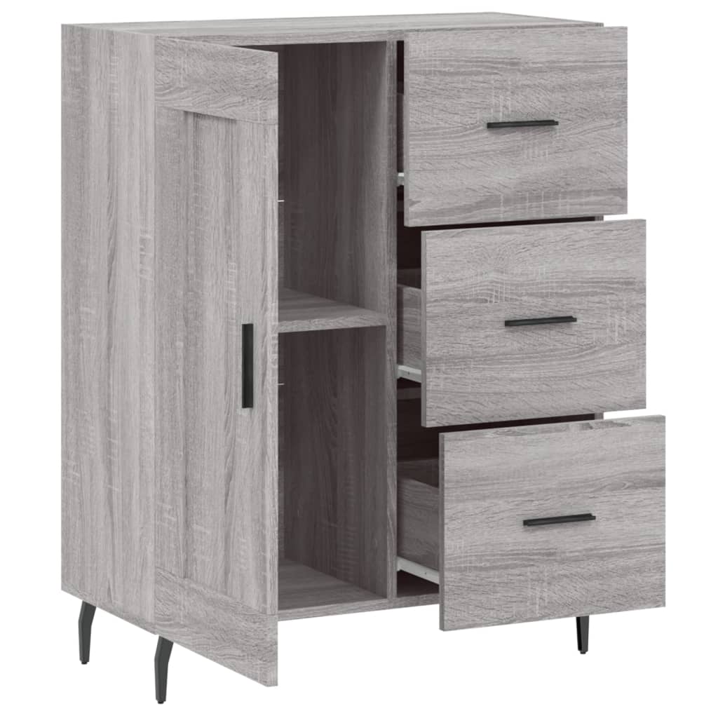 Credenza Sonoma grigia 69,5x34x90 cm in derivati ​​del legno