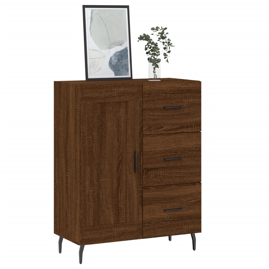 Buffet chêne marron 69,5x34x90 cm bois d'ingénierie