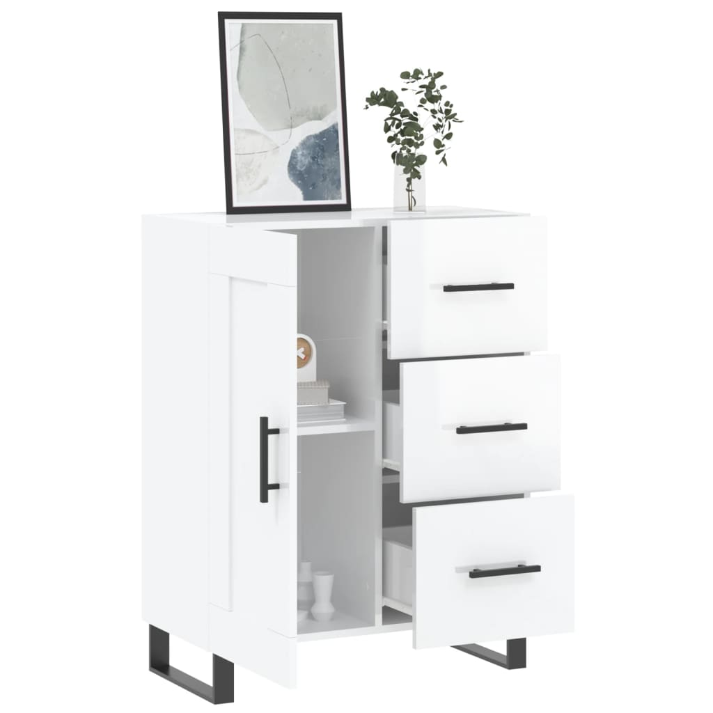 Shiny white buffet 69.5x34x90 cm Engineering wood