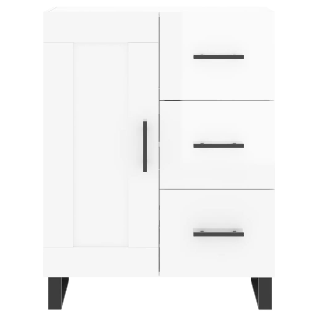 Buffet Blanc brillant 69,5x34x90 cm Bois d'ingénierie