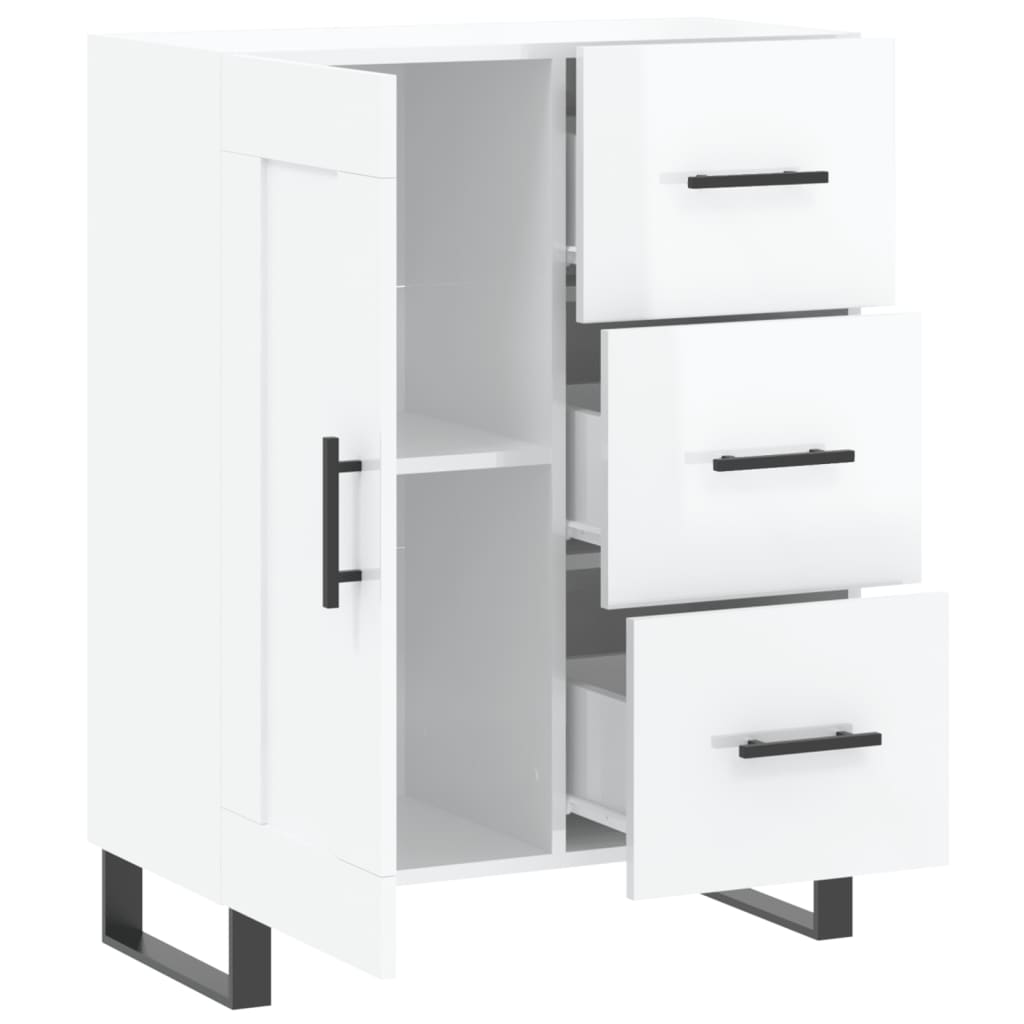 Shiny white buffet 69.5x34x90 cm Engineering wood