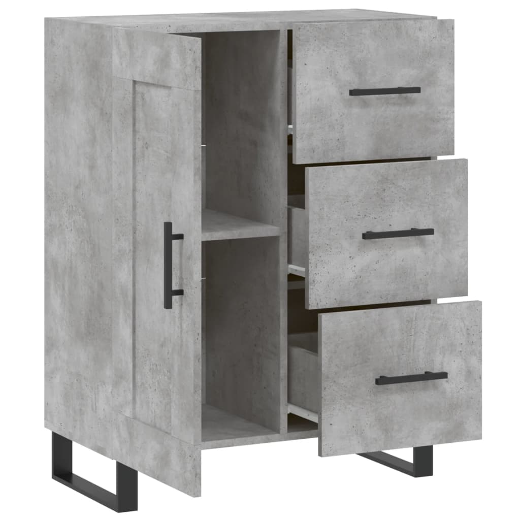 Buffet gris béton 69,5x34x90 cm bois d'ingénierie