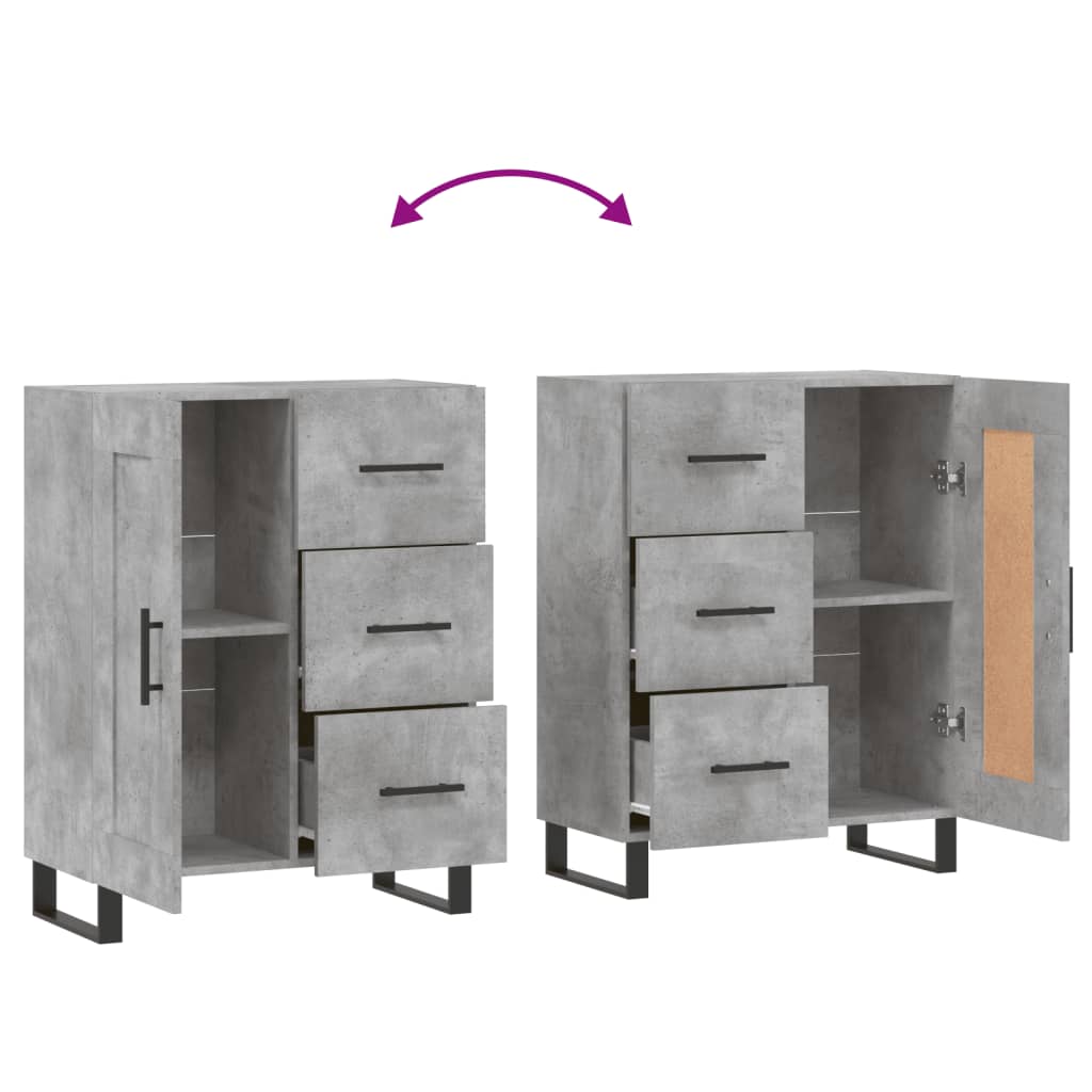 Buffet gris béton 69,5x34x90 cm bois d'ingénierie