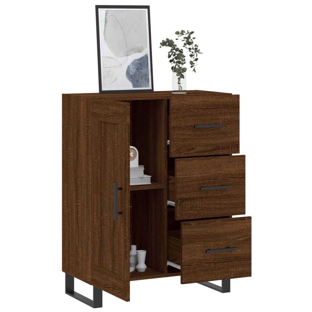 Buffet chêne marron 69,5x34x90 cm bois d'ingénierie