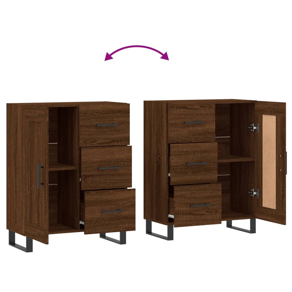 Buffet chêne marron 69,5x34x90 cm bois d'ingénierie