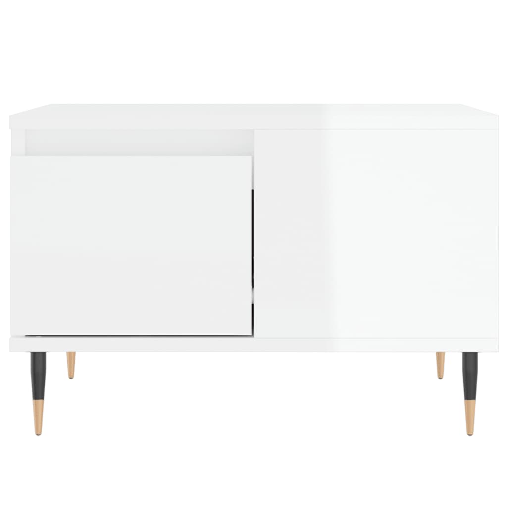 Table basse blanc brillant 55x55x36,5 cm bois d'ingénierie