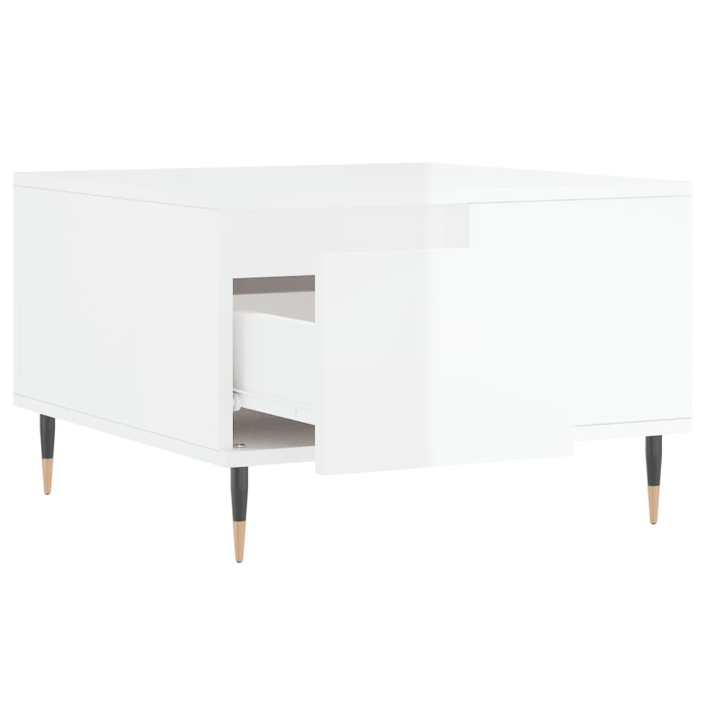 Tavolino bianco lucido 55x55x36,5 cm in MDF