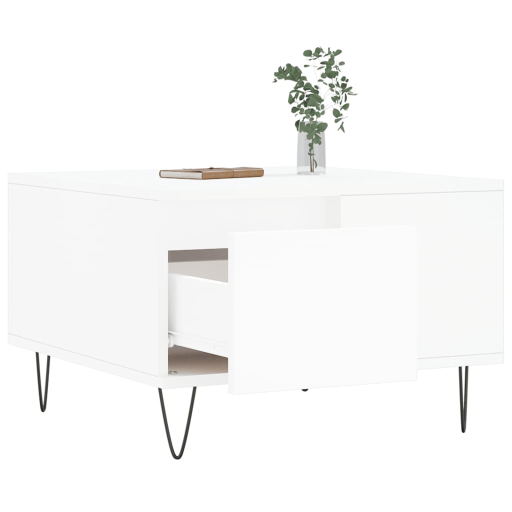 Table basse blanc 55x55x36,5 cm bois d'ingénierie