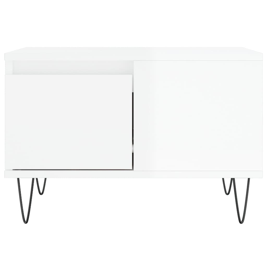 Tavolino bianco lucido 55x55x36,5 cm in MDF