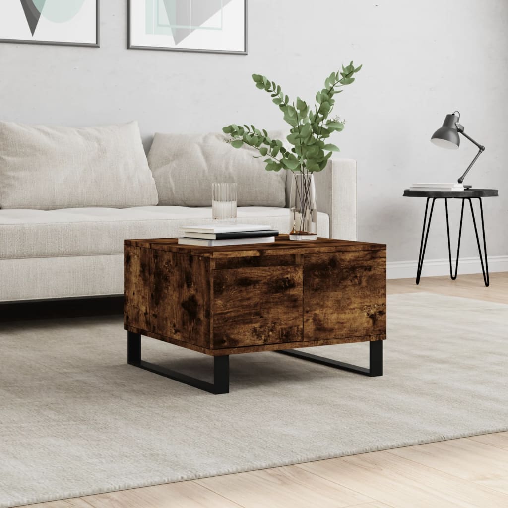 Tavolino in quercia affumicata 55x55x36.5 cm in legno di ingegneria
