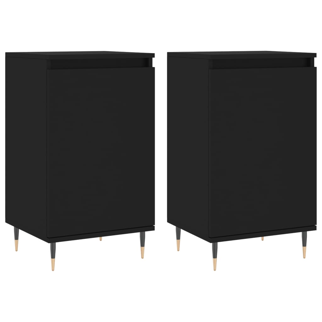 2 pcs black buffets 40x35x70 cm engineering wood