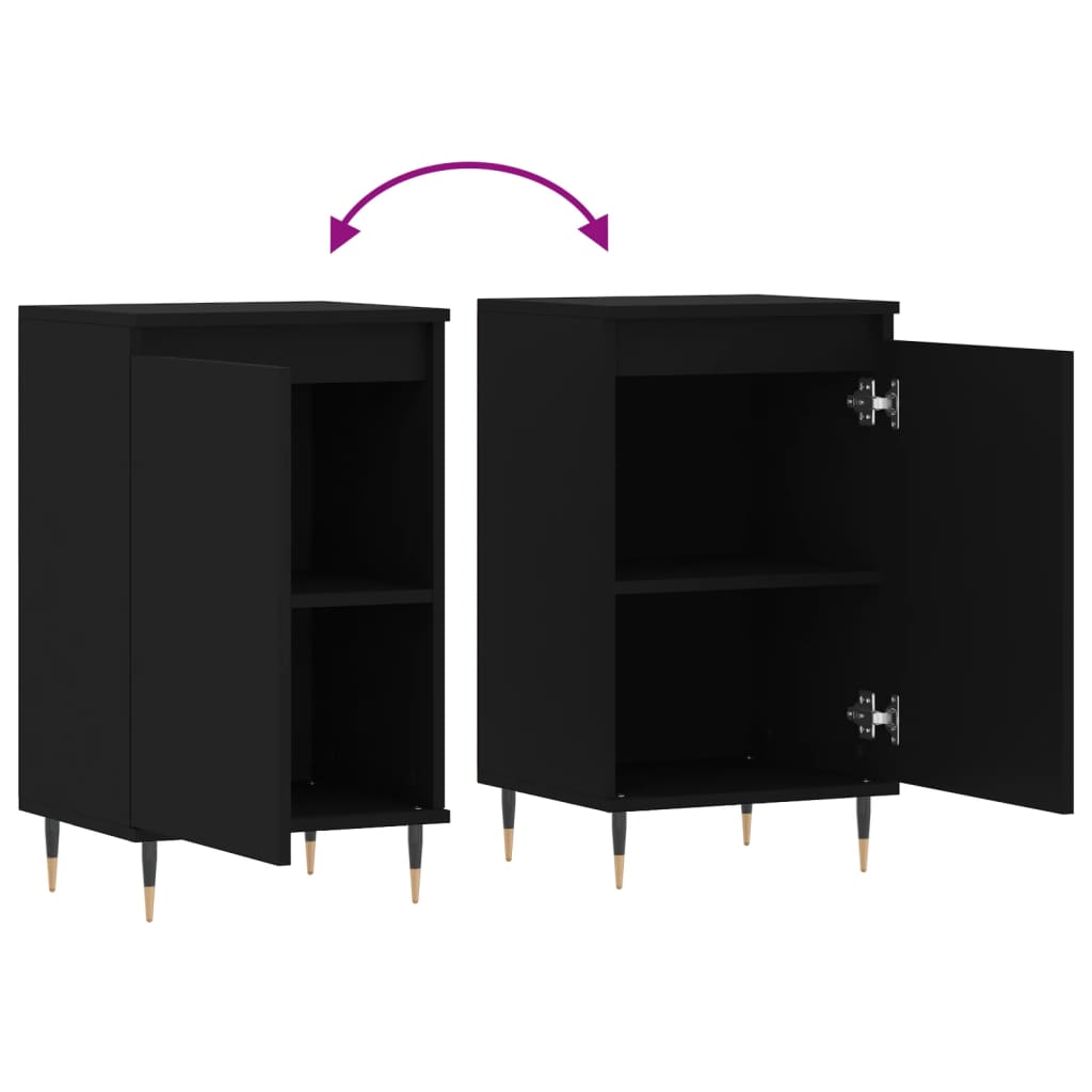 2 pcs black buffets 40x35x70 cm engineering wood