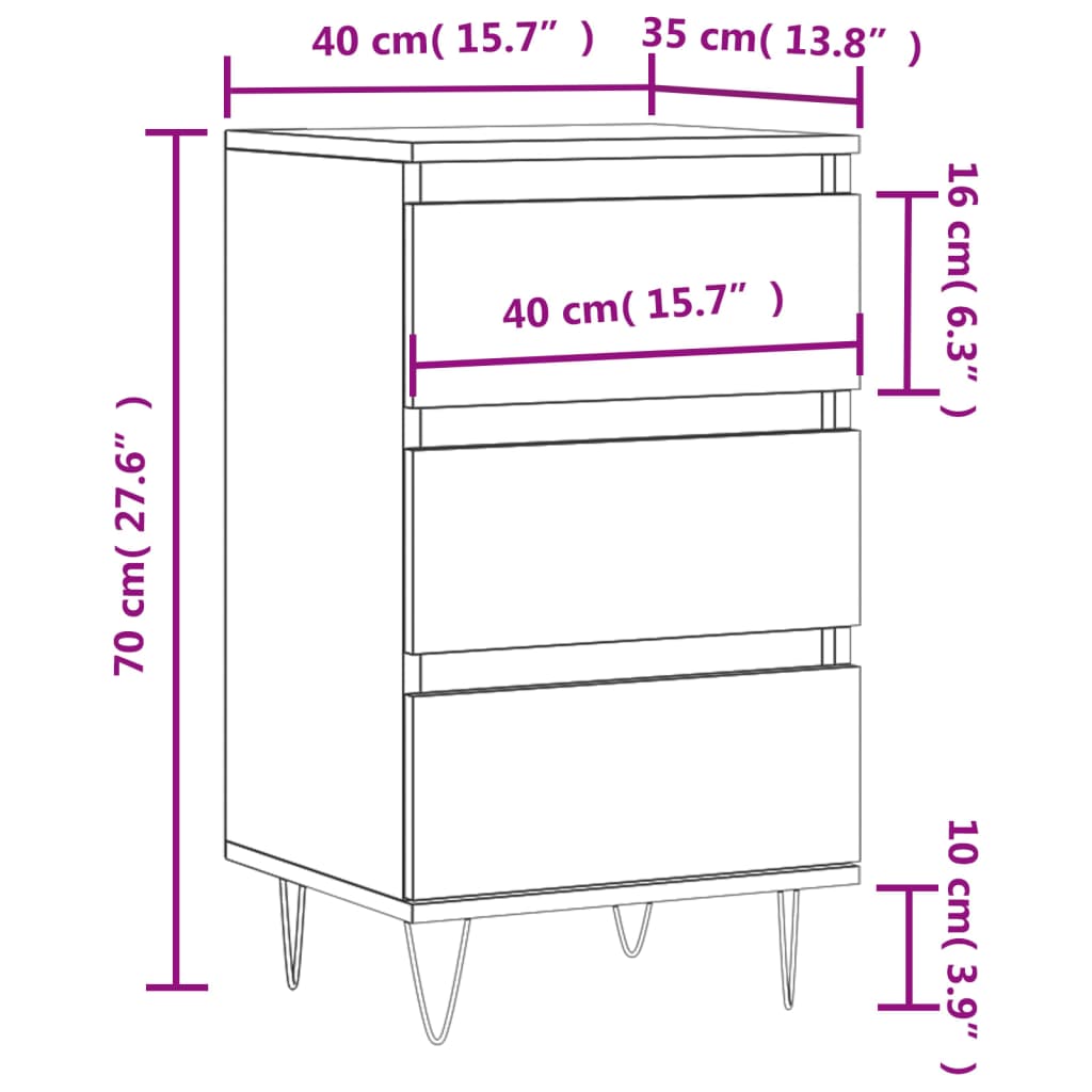 Raucher -Eichenbuffet 40x35x70 cm Engineering Holz