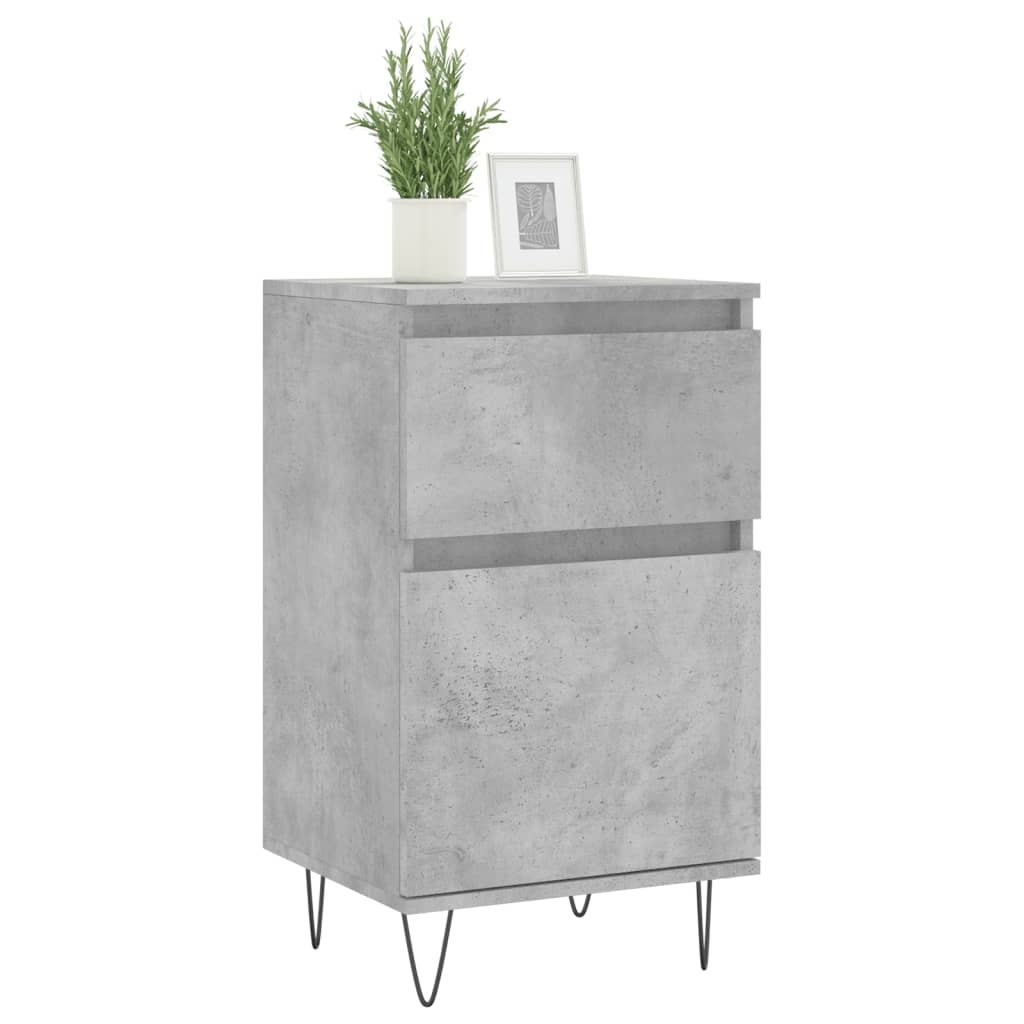 Buffet 2 pezzi in cemento grigio 40x35x70 cm legno di ingegneria