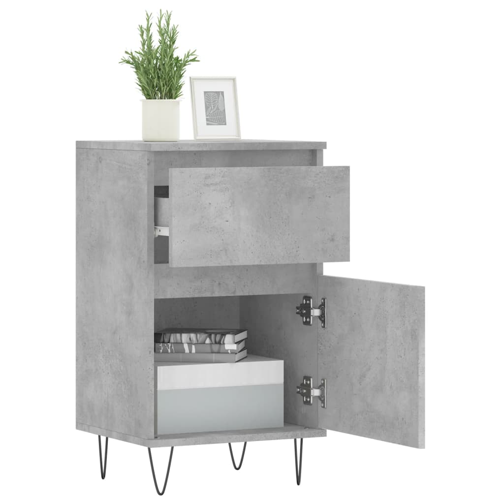 Buffet 2 pezzi in cemento grigio 40x35x70 cm legno di ingegneria