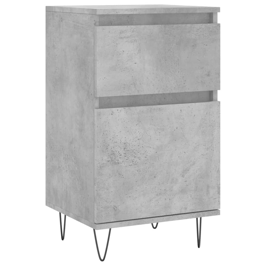 Buffet 2 pezzi in cemento grigio 40x35x70 cm legno di ingegneria