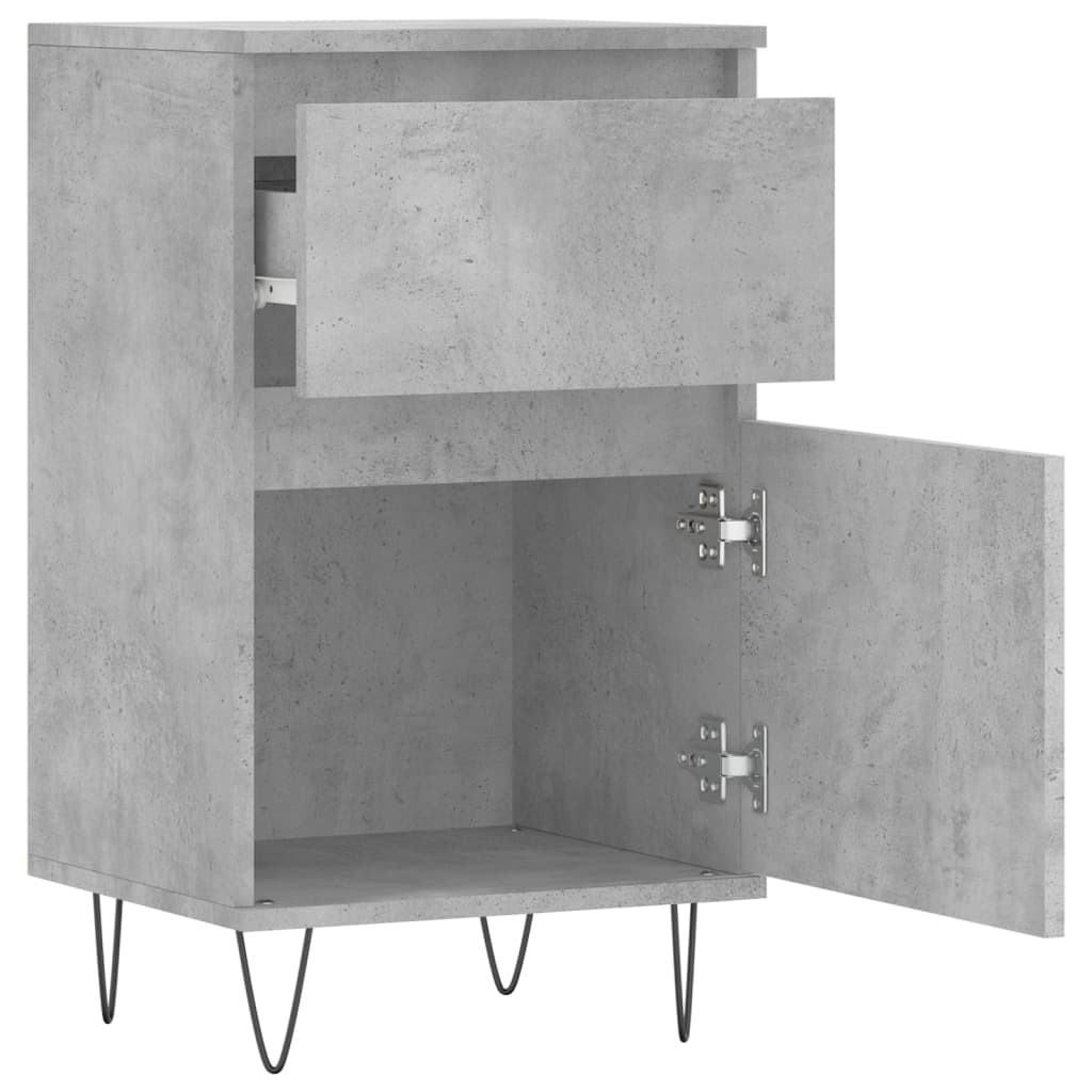 Buffet 2 pezzi in cemento grigio 40x35x70 cm legno di ingegneria