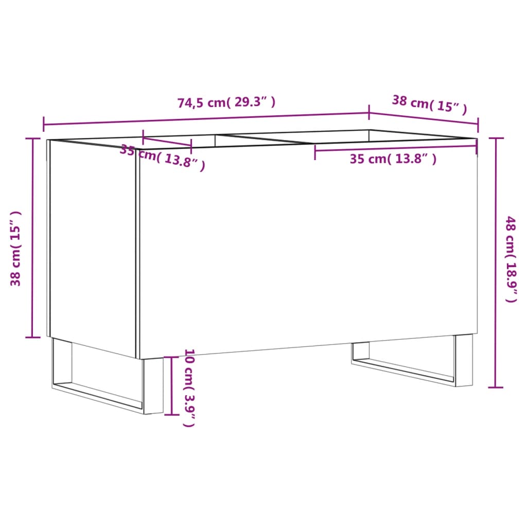 Sonoma gray disc cabinet 74.5x38x48 cm engineering wood