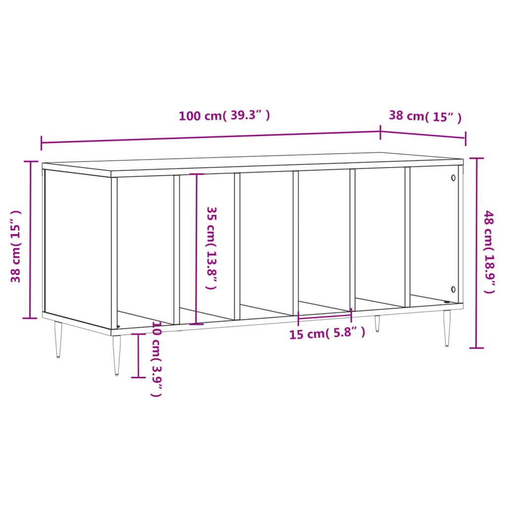 Sonoma gray disc cabinet 100x38x48 cm engineering wood