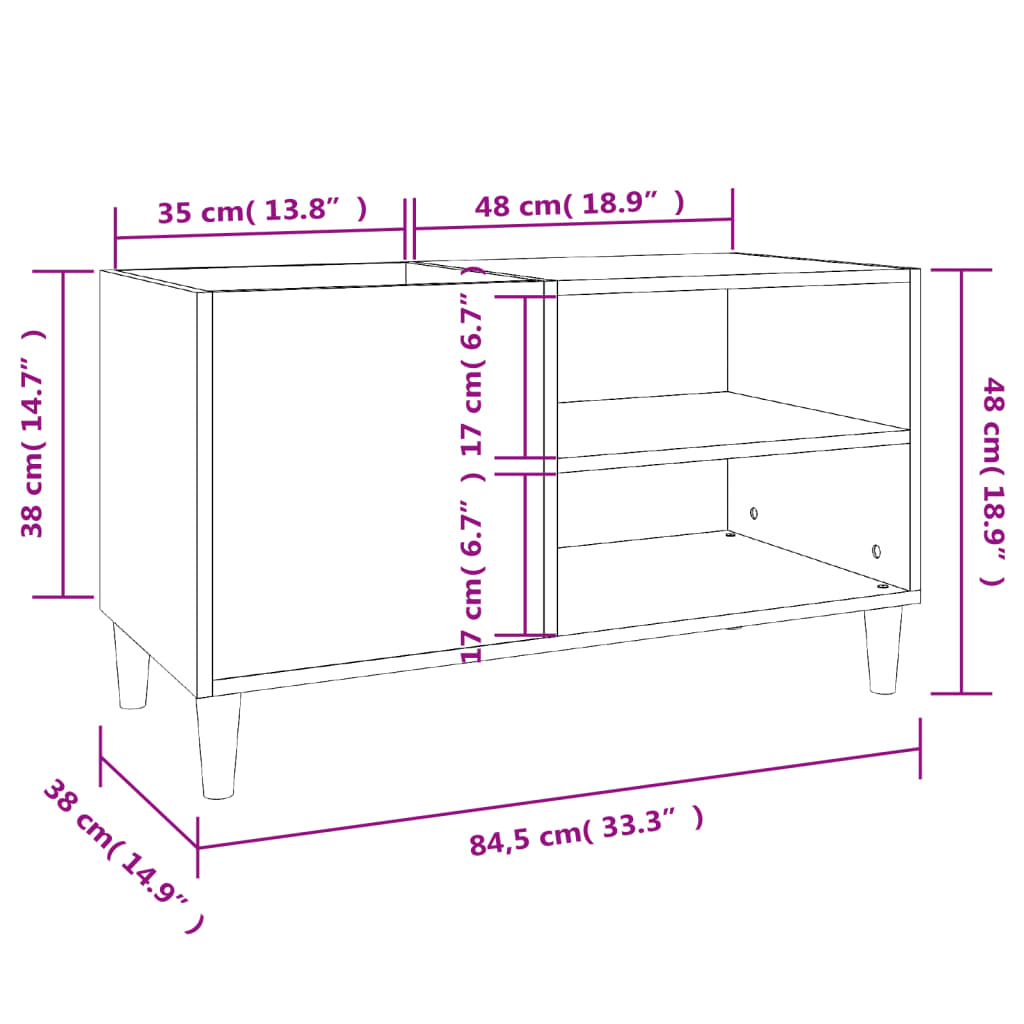 Concrete gray disc cabinet 84.5x38x48 cm engineering wood
