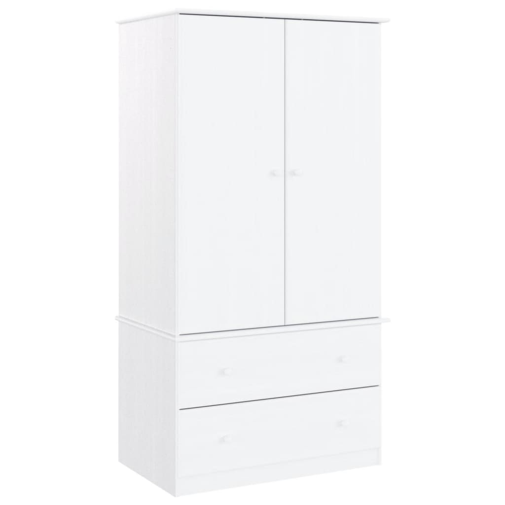 White alta wardrobe 90x55x170 cm solid pine wood