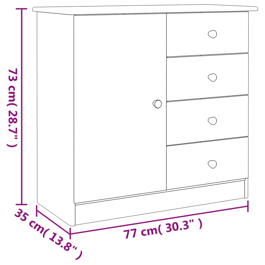 Alta Buffet 77x35x73 cm Pine in legno solido