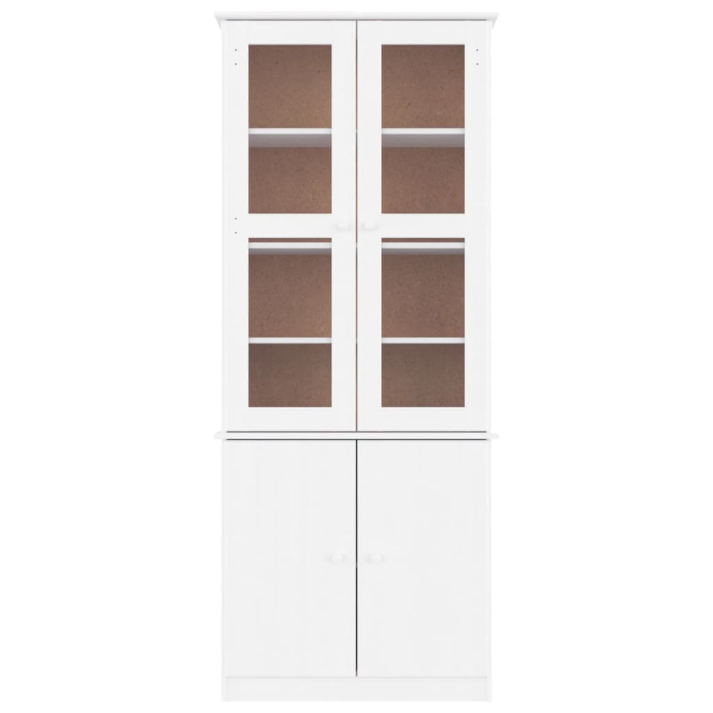 White alta glass window 77x35x186.5 cm Solid pine wood