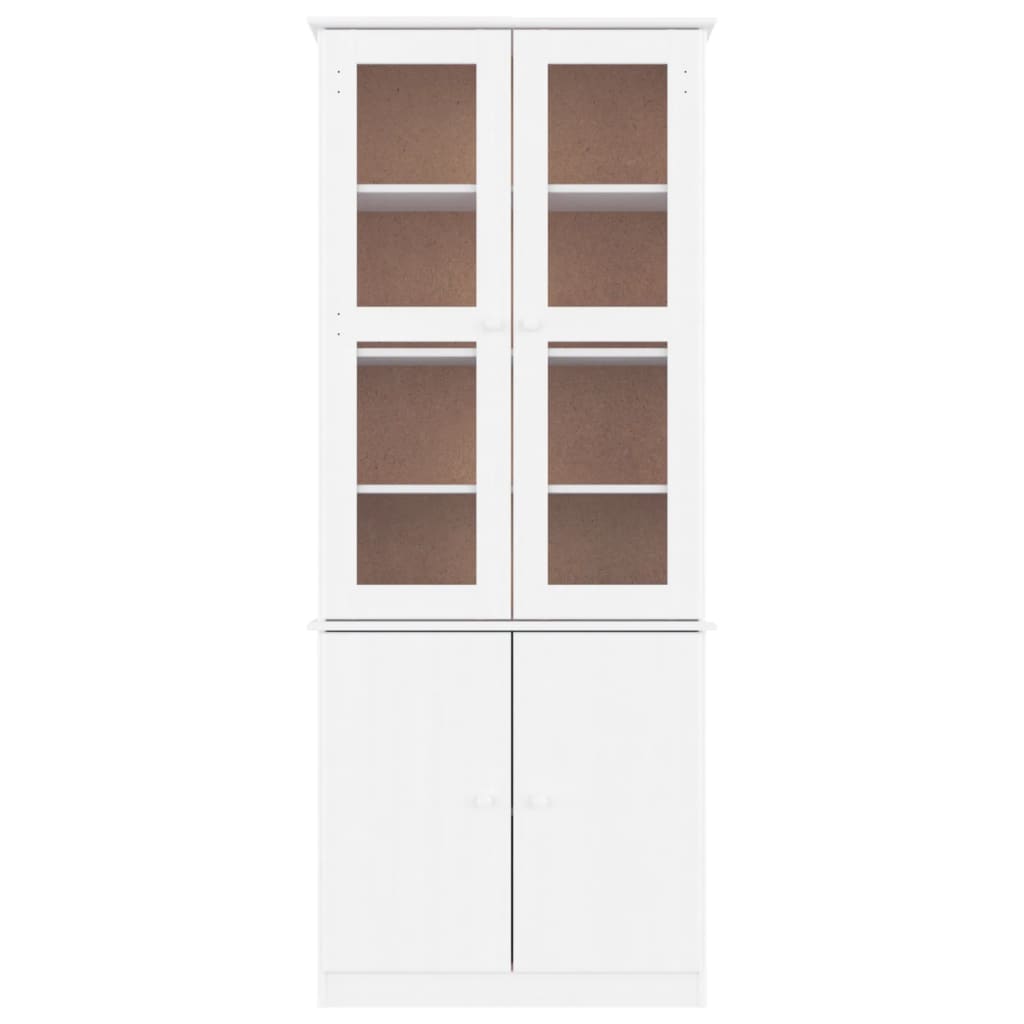 Vetrina ALTA in vetro bianco 77x35x186,5 cm in legno massello di pino