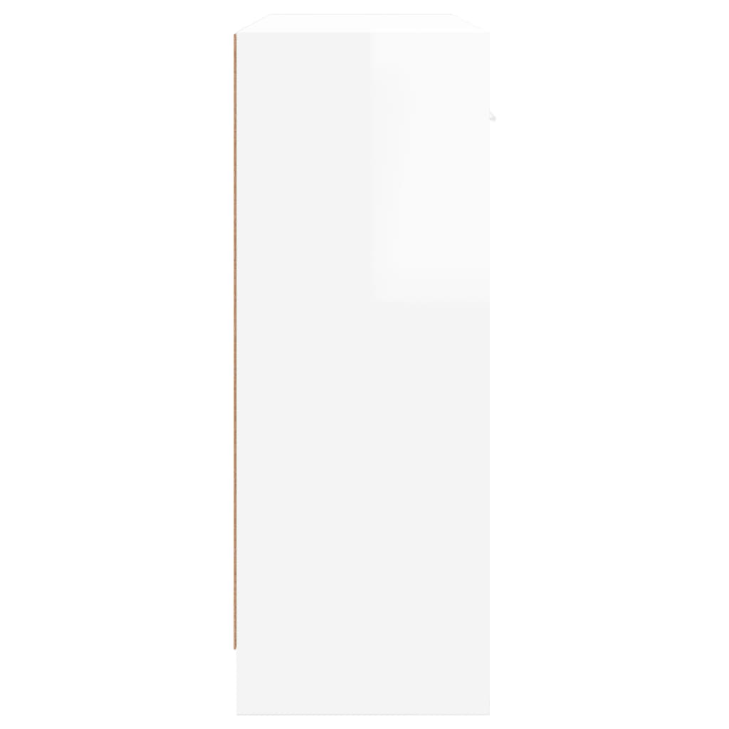 Buffet blanc brillant 91x28x75 cm bois d'ingénierie