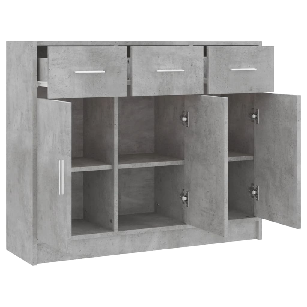 Buffet gris béton 91x28x75 cm bois d'ingénierie